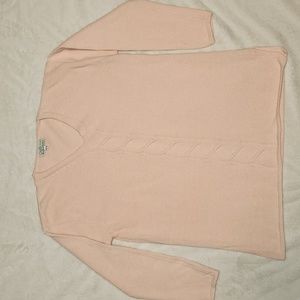 Quill's Woollen Market Pink Wool Angora Blend V-neck Vintage Sweater Size Large